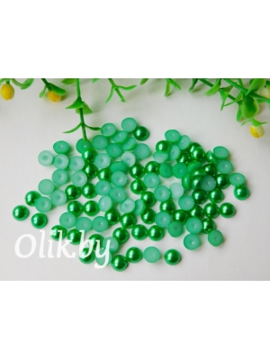 Полубусина круглая, 6 мм, 10 г (примерно 170шт), зеленый