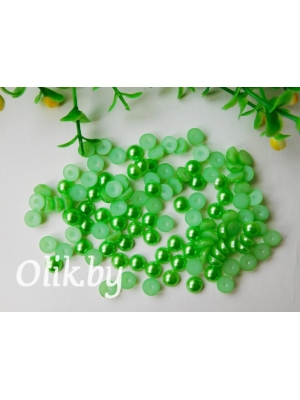 Полубусина круглая, 6 мм, 10 г (примерно 170шт), салатовый
