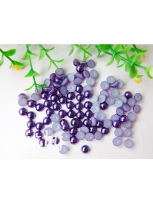 Полубусина круглая, 6 мм, 10 г (примерно 170шт), темно-фиолетовый