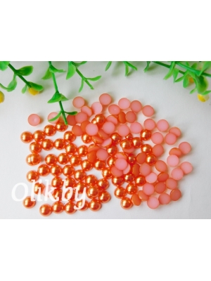 Полубусина круглая, 6 мм, 10 г (примерно 170шт), ярко-оранжевый