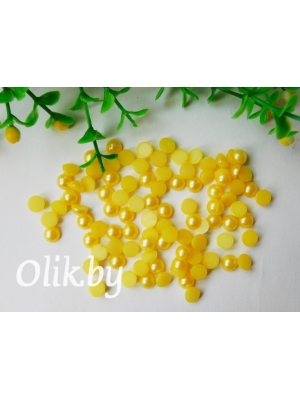 Полубусина круглая, 6 мм, 10 г (примерно 170шт), желтый