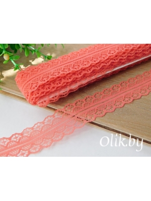 Кружево 2,5 см, коралловый,1 м