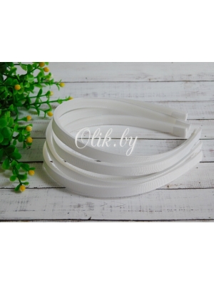 Ободки 1 см, пластик. с репсовой тканью, белый