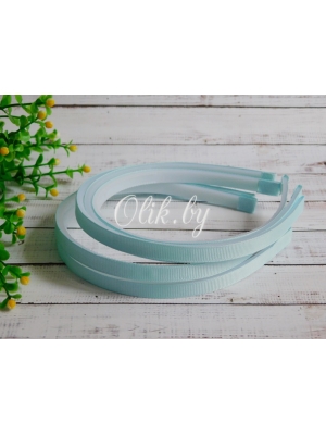 Ободки 1 см, пластик. с репсовой тканью, голубой
