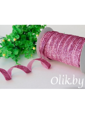 Лента с люрексом 1 см, розовый, 1м