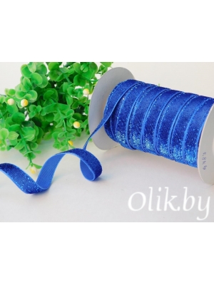 Лента с люрексом 1 см, синий, 1м