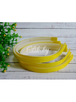 Ободки 1 см, пластик. с репсовой тканью, желтый
