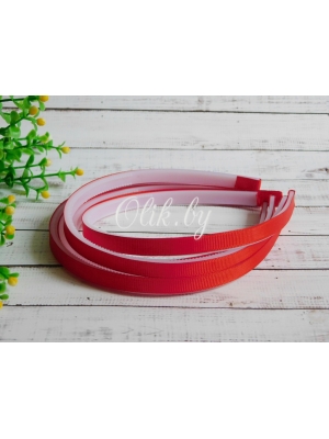 Ободки 1 см, пластик. с репсовой тканью, красный