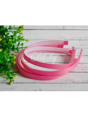 Ободки 1 см, пластик. с репсовой тканью, розовый