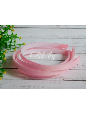 Ободки 1 см, пластик. с репсовой тканью, светло-розовый