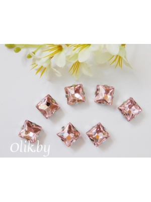 Стразы пришивные 12 мм "Квадрат", светло-розовый, 1 шт