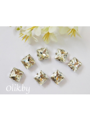 Стразы пришивные 12 мм "Квадрат", серебро, 1 шт