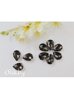 Стразы пришивные 14 мм "Капелька", графитовый, 1 шт