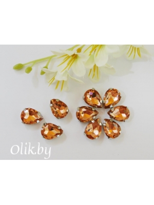 Стразы пришивные 14 мм "Капелька", розовый персик, 1 шт