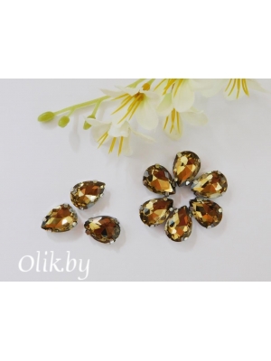 Стразы пришивные 14 мм "Капелька", светлое золото, 1 шт