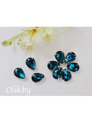 Стразы пришивные 14 мм "Капелька", темно-бирюзовый, 1 шт