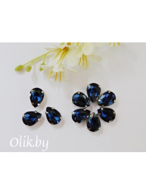 Стразы пришивные 14 мм "Капелька", темно-синий, 1 шт