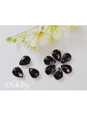 Стразы пришивные 14 мм "Капелька", темно-сиреневый, 1 шт