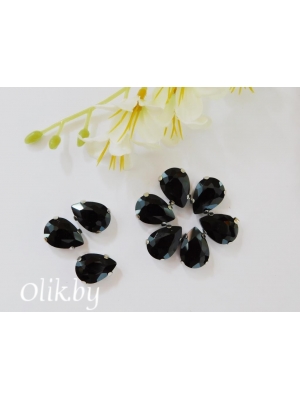 Стразы пришивные 14 мм "Капелька", черный, 1 шт