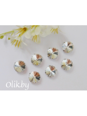 Стразы пришивные 14 мм "Круг", серебро, 1 шт