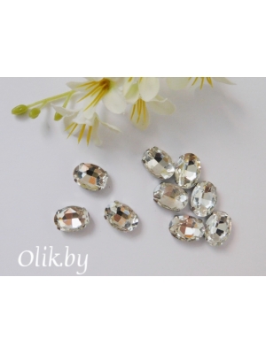 Стразы пришивные 14 мм "Овал", серебро, 1 шт