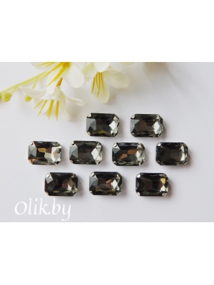 Стразы пришивные 14 мм "Прямоугольник", графитовый, 1 шт