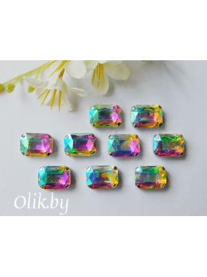 Стразы пришивные 14 мм "Прямоугольник", радужный, 1 шт