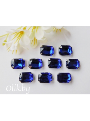 Стразы пришивные 14 мм "Прямоугольник", синий, 1 шт