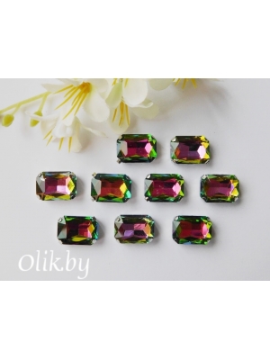 Стразы пришивные 14 мм "Прямоугольник", хамелеон, 1 шт