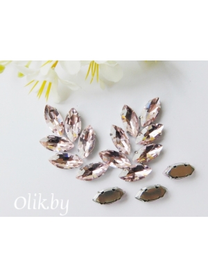 Стразы пришивные 15 мм "Овал заостренный", светло-розовый, 1 шт