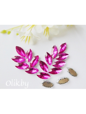 Стразы пришивные 15 мм "Овал заостренный", фукси, 1 шт