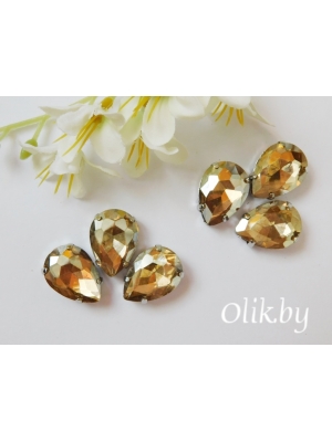 Стразы пришивные 18 мм "Капелька", бежевый, 1 шт