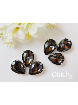 Стразы пришивные 18 мм "Капелька", графитовый, 1 шт