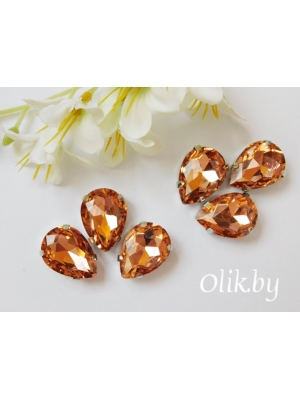 Стразы пришивные 18 мм "Капелька", розовый персик, 1 шт