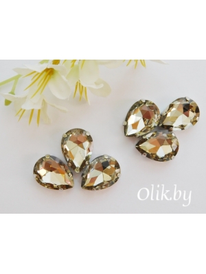 Стразы пришивные 18 мм "Капелька", светлое золото, 1 шт