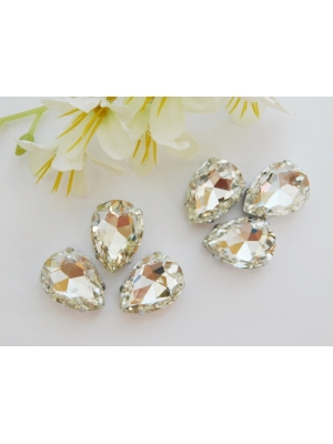 Стразы пришивные 18 мм "Капелька", серебро, 1 шт