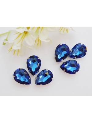 Стразы пришивные 18 мм "Капелька", синий, 1 шт