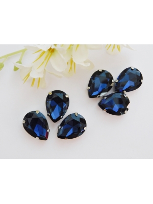 Стразы пришивные 18 мм "Капелька", темно-синий, 1 шт