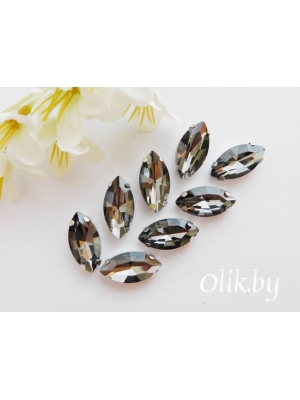 Стразы пришивные 18 мм "Овал заостренный", графитовый, 1 шт