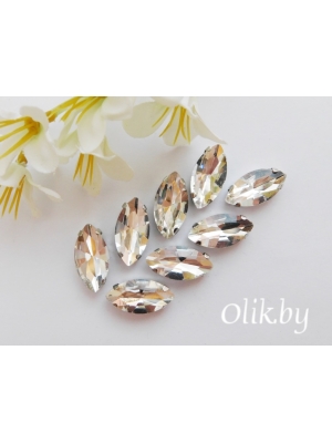 Стразы пришивные 18 мм "Овал заостренный", серебро, 1 шт