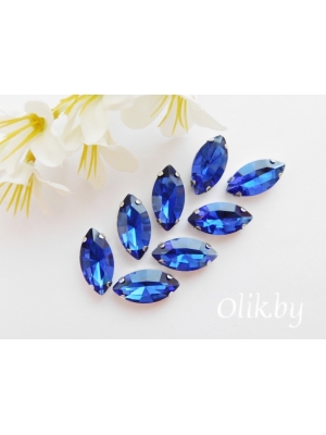Стразы пришивные 18 мм "Овал заостренный", синий, 1 шт