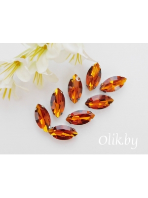 Стразы пришивные 18 мм "Овал заостренный", темно-коричневый, 1 шт