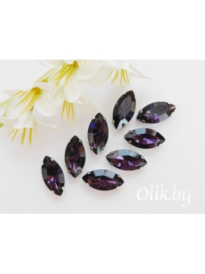 Стразы пришивные 18 мм "Овал заостренный", темно-сиреневый, 1 шт