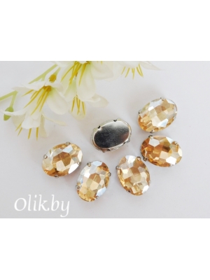 Стразы пришивные 18 мм "Овал", бежевый, 1 шт