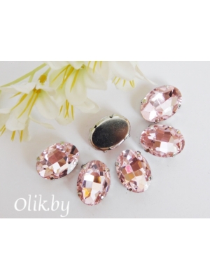 Стразы пришивные 18 мм "Овал", светло-розовый, 1 шт
