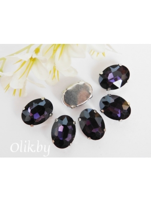 Стразы пришивные 18 мм "Овал", темно-сиреневый, 1 шт