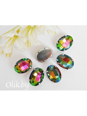 Стразы пришивные 18 мм "Овал", хамелеон, 1 шт