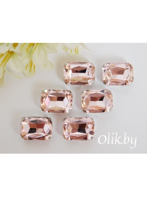 Стразы пришивные 18 мм "Прямоугольник", светло-розовый, 1 шт