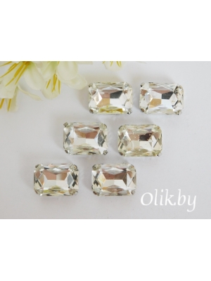 Стразы пришивные 18 мм "Прямоугольник", серебро, 1 шт